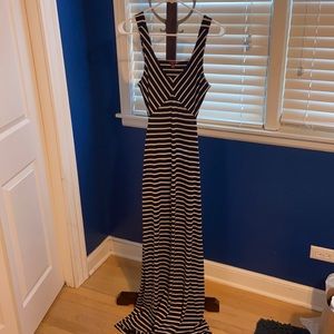 Black and white striped maxi dress